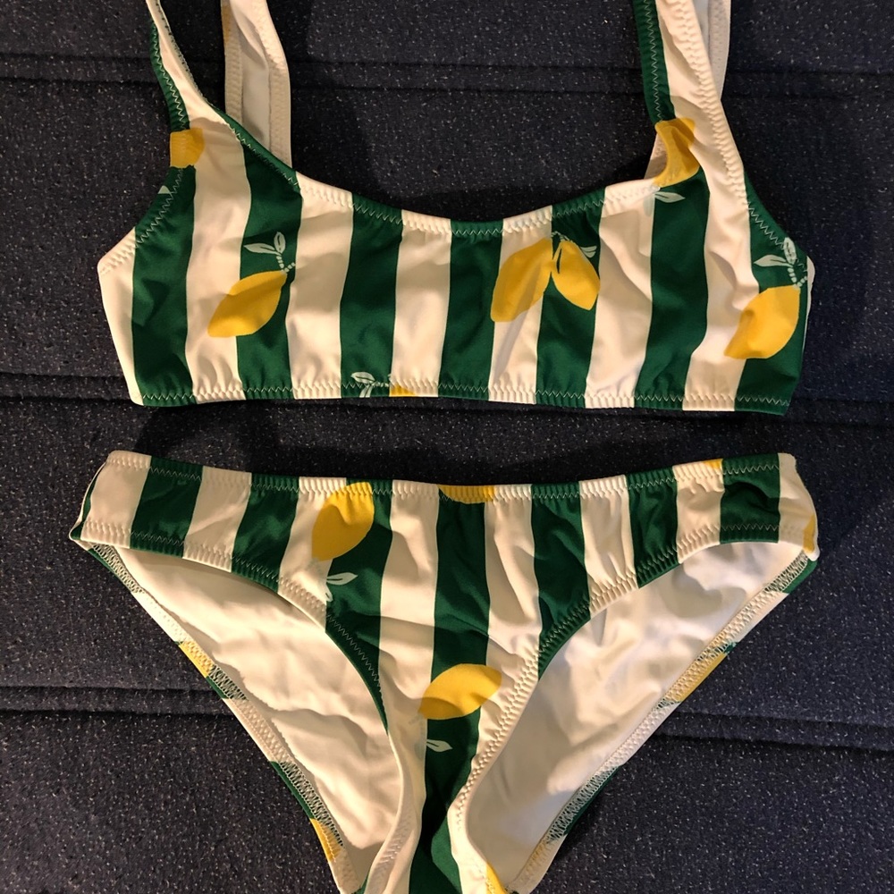 Solid and striped bikini
